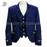 Scottish Argyle Jacket Blue Blazer Woolargyle Kilt & Waistcoat/Vest Kilt
